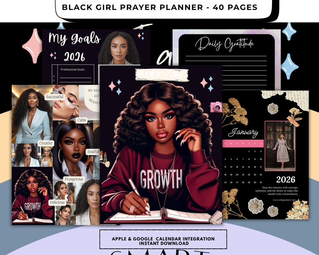 Black Girl Prayer Planner Canva Template | Faith Planner for Women ...