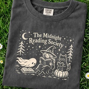 The Midnight Reading Society Shirt, Spooky Book Lover Tee, Witchy Reader Halloween Shirt, Book Club Tee, Librarian Teacher Gift