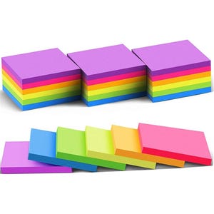 24 Pack Sticky Notes 3x3 in Post Bright Stickies Colorful Super Sticking Power Memo Pads Strong Adhesive 74 Sheets/pad