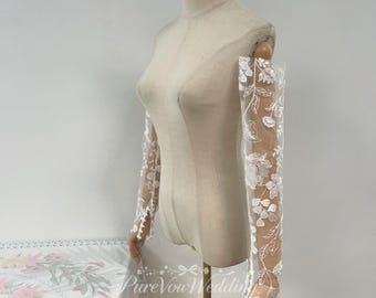 Detachable Lace Sleeves For Wedding Dress,Elegant Bride, Custom Size