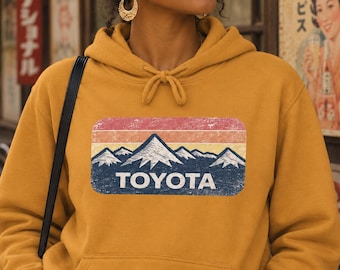 Japanse retro unisex fleece hoodie met TOYOTA vintage logo (middelzwaar)