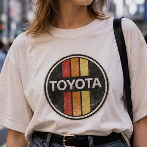Japanese 90s Retro Y2K T-Shirt UNISEX TOYOTA Round Logo Japan Modern Retro Tee (100% US Cotton)