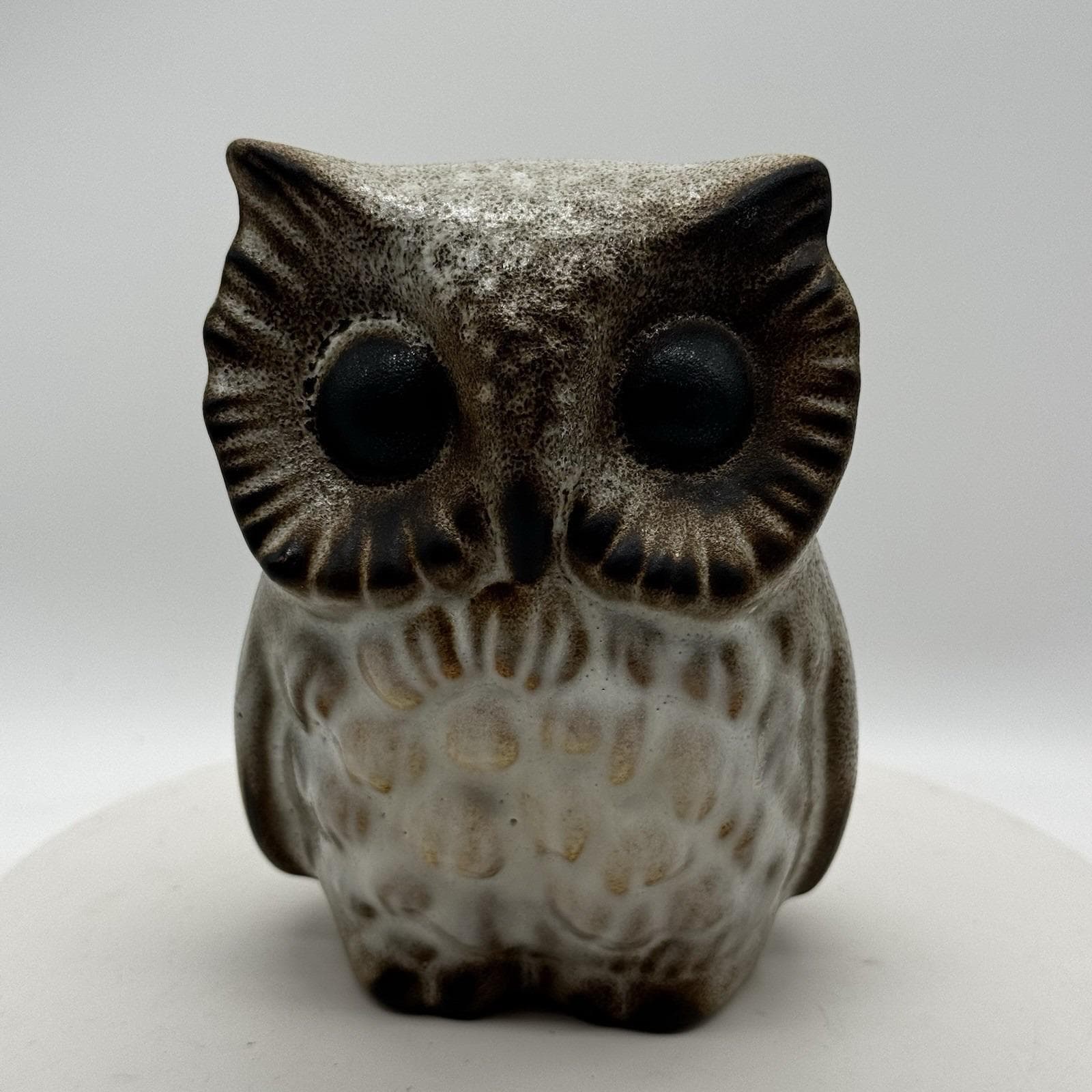 Howard Pierce Great Horned Owl Figurine Pottery Vintage 5" READ Glaze Pinholes