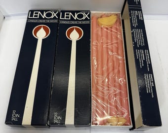 Lote de 34 velas cónicas pequeñas LENOX de 10" vintage, color rosa, número 505, nuevas de stock antiguo de 1978.