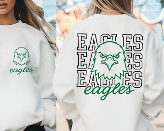Camiseta de la mascota del equipo, Camiseta del equipo Eagles, Sudadera de fan de los Eagles, Camiseta escolar de los Eagles, Camiseta de fútbol americano de los Eagles, Mascota del águila, Camiseta de la escuela Eagles