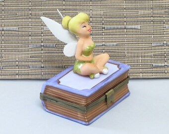 vintage Tinkerbell Tinker Bell trinket box, 75 years of love & laughter, fairy fairies, porcelain hinged box, 1998, collectibles