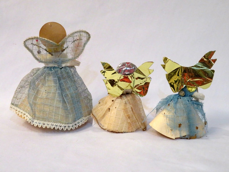 3 paper angels angel decor collectible angels mid century Christmas decor Christmas angels Max Eckardt 1959 collectible paper dolls
