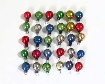 30 feather tree ornaments, glass, vintage, multi color, good condition, Christmas decor, miniature glass ornaments, vintage Christmas