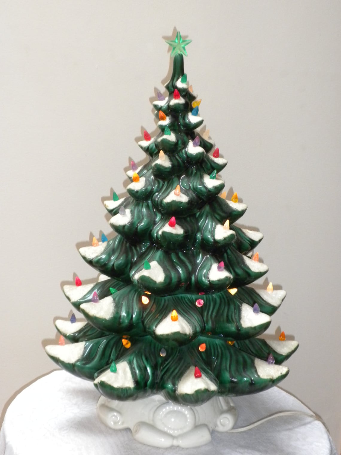 Vintage ceramic Christmas tree with musical box 22 inches Etsy