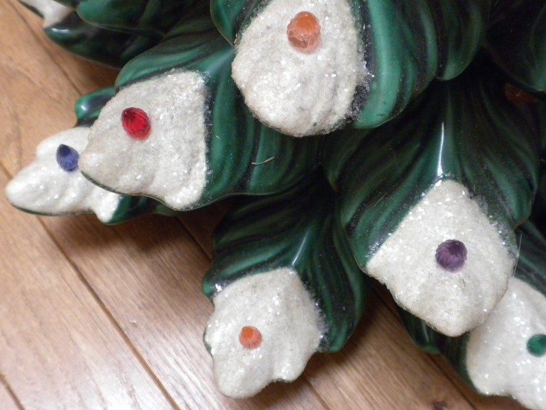 Vintage ceramic Christmas tree with musical box 22 inches Etsy