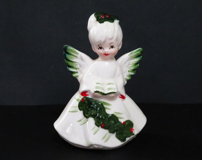 Vintage Lefton Angel Figurine, No. 6394, Angel Holding Book, Holly