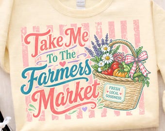 Retro Farmers Market PNG, Cottagecore Preppy Sublimation Design (Digital Download)