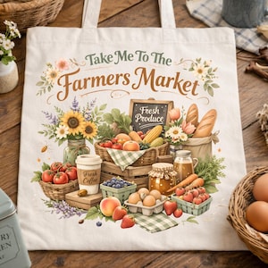 Farmers Market PNG, Cottagecore Garden Graphic, Sublimation Design (Digital Download) image 1