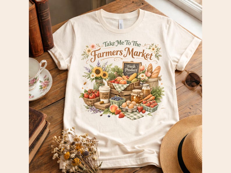Farmers Market PNG, Cottagecore Garden Graphic, Sublimation Design (Digital Download) image 2