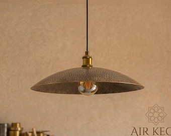 Handmade Verdigris Copper Pendant Light, Rustic Farmhouse Kitchen Island Lamp