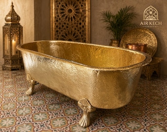 Bañera de latón antiguo – Bañera de baño de latón macizo sin lacar