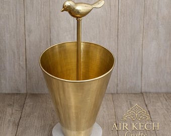 Suporte para guarda-chuvas em latão sem verniz – Decoração antiga para hall de entrada