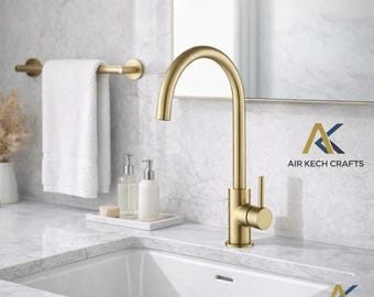 Nielakierowana mosiężna bateria łazienkowa | Jednouchwytowy kran umywalkowy w stylu vintage