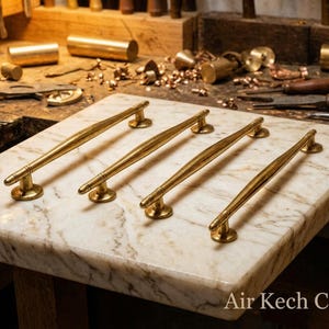 Elegant Solid Brass Door Pull Handle | Handcrafted Moroccan Cabinet & Entryway Hardware | Luxury Brass Door Handle