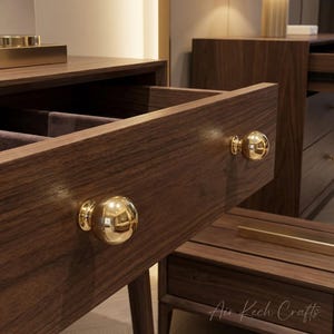 Boutons hexagonaux en laiton massif non laqué | Quincaillerie pour armoires de cuisine vintage