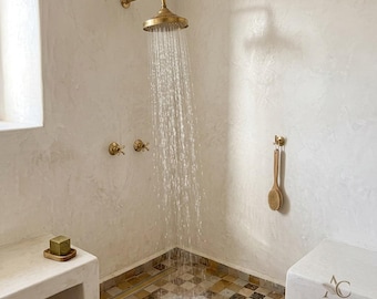 Unlacquered Solid Brass Shower – Round Head Straight Arm System