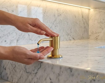 Dozownik mydła do zabudowy z mosiądzu, nielakierowany, pompa montowana na zlewie, regulowana długość rurki