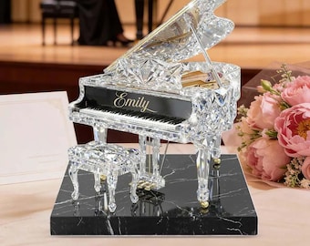 Piano Music Crystal Effect - Personalized Acrylic Block Plaque - Unique Gift For Pianist 2D Flat