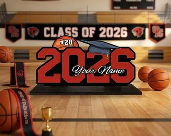Basketball Personalized Sport Graduation Wooden Plaque, Team Player Gift for Boys Girls, Class Of 2026 2027 College High School Grad Decor