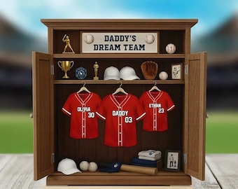Personalized Daddy Dream Team Baseball Wooden Plaque, Father's Day Gift For Dad, Grandpa, Custom Baseball Gift for Dad Plaque