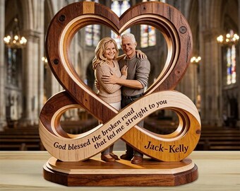 God Blessed The Broken Road - Personalized Couple Custom Shaped Acrylic Plaque (2d flat)
