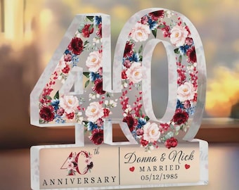 Personalized 40th Anniversary Acrylic Plaque, Ruby Wedding Anniversary Gifts, 40th Anniversary Gift For Parents, 40 Year Anniversary Gift