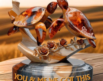 You & Me We Got This - Turtle Couple Personalized Couple Custom Shaped Acrylic Plaque (2d flat)