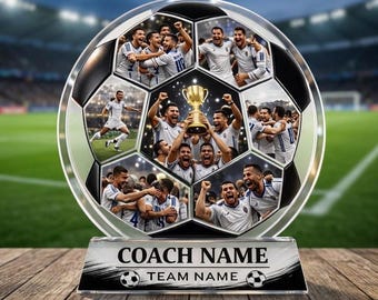 Custom Soccer Coach Gift Personalized Photo Collage Acrylic Plaque Team