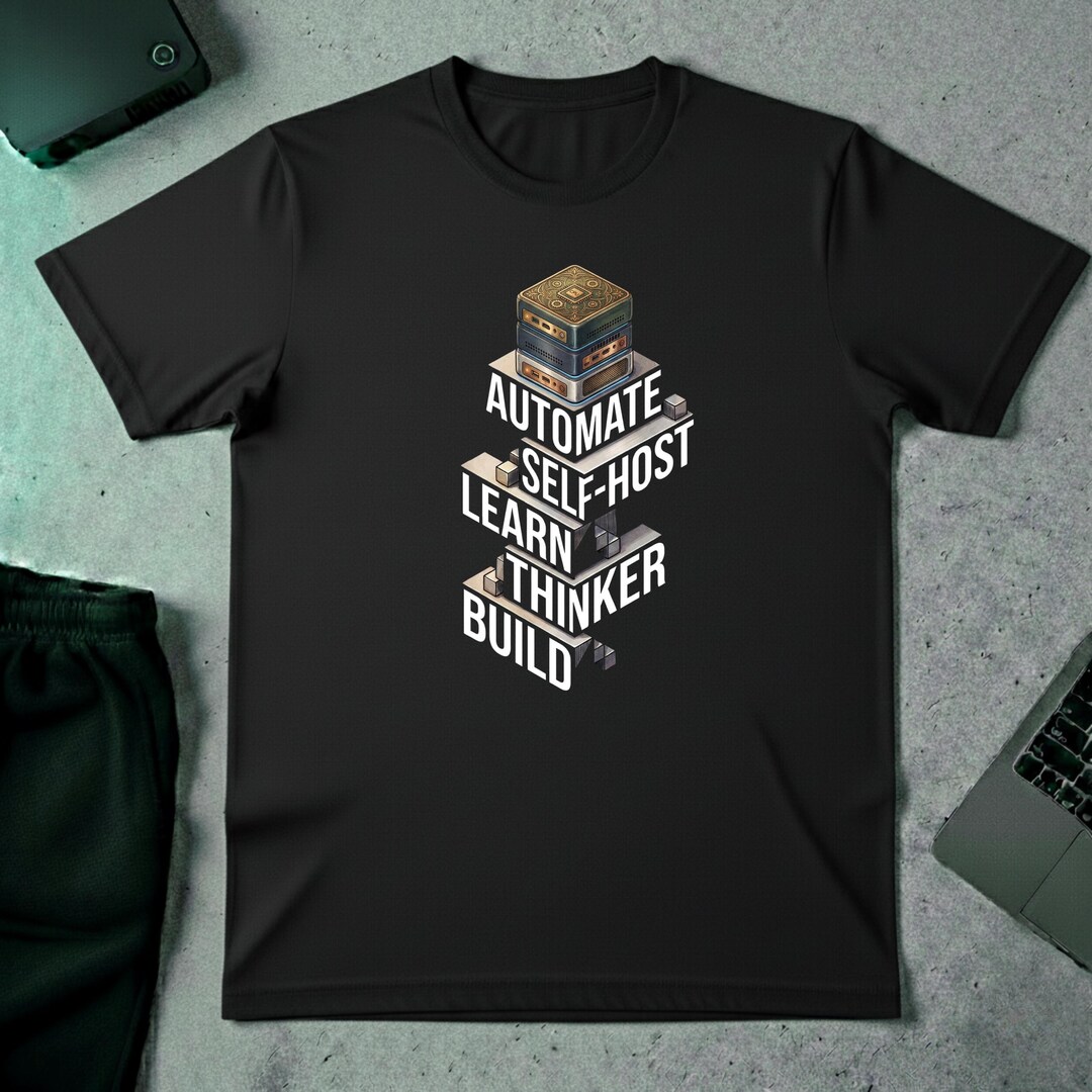 Automate Self Host Learn Think Build T-shirt | Homelab Builder Tech ...