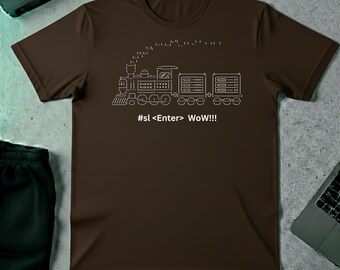 Funny Programmer Steam Locomotive T Shirt, Linux Unix Coding Humor Tee, Software Developer Coder Birthday Gift, Computer Science Geek Top