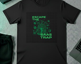 Anti Saas Escape Graphic Tee, Funny Software Developer T Shirt, Programmer Humor Tshirt, Open Source Tech Worker Gift, Dark Indie Hacker Top