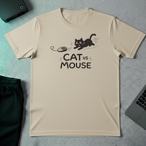 Katze Vs Maus T-Shirt | Lustiges Tech Katzen Shirt Programmierer Humor Tee