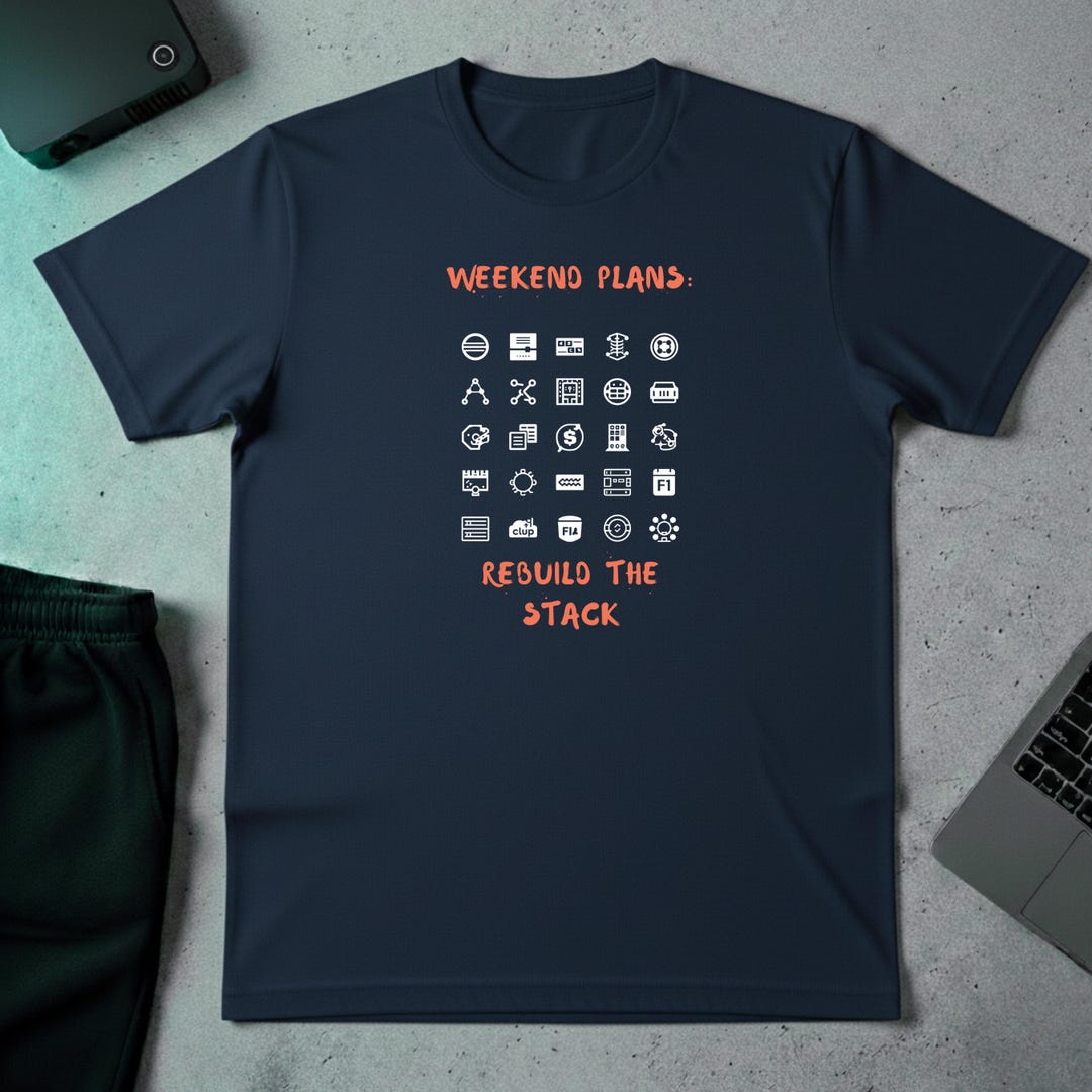 Weekend Plans Rebuild the Stack Funny Software Developer T Shirt ...