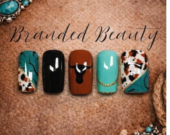 BRANDED BEAUTY | Western Press-On Nails | Turquoise Trail Collection