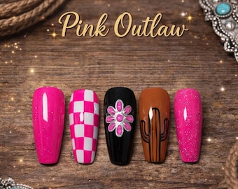 Pink Outlaw – Uñas postizas estilo western glam