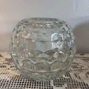 Vintage Homco Clear Diamond Point Fairy Light - 2-Piece "Angel Light" Votive Holder - 1970s MCM Pressed Glass - Pristine Condition