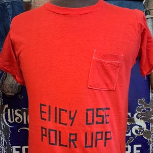 Camiseta vintage de los años 70, ¡a la mierda!, doblada, divertida, de broma, sucia, suave, 100 % algodón, rara, con estampado bajo y bolsillo, talla 40 M