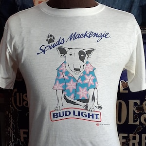 Vintage 1987 Spuds Mackenzie Bud Light Beer Party Animal beach 80s soft thin single stitch promo t shirt 38 M