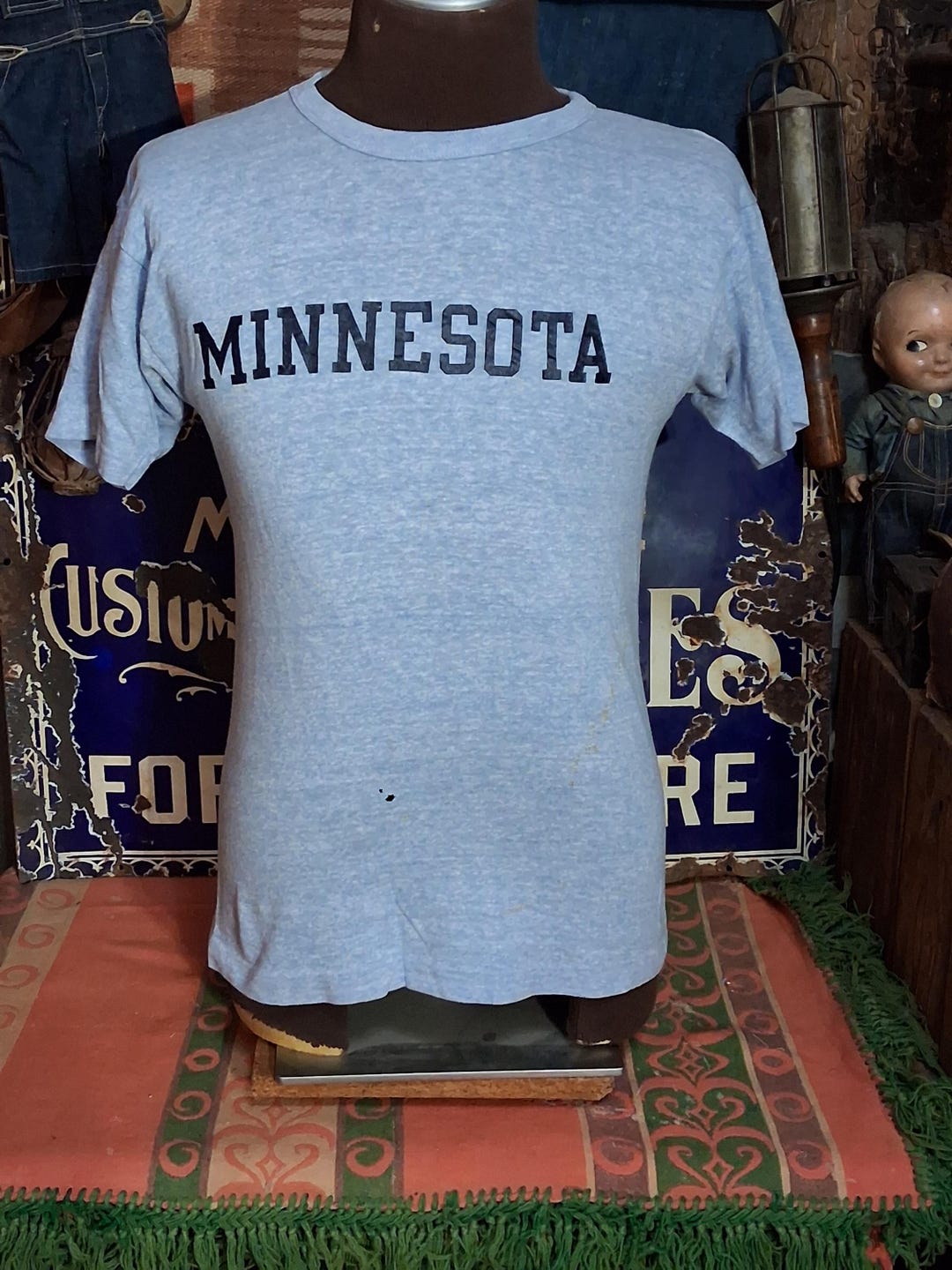Vintage 80s Champion Products Minnesota Heather Blue 12% Rayon