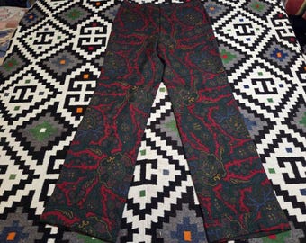 Vintage 1960s 70s My Leggs Paisley Print straight leg mod hippie slacks pants 30 x 29