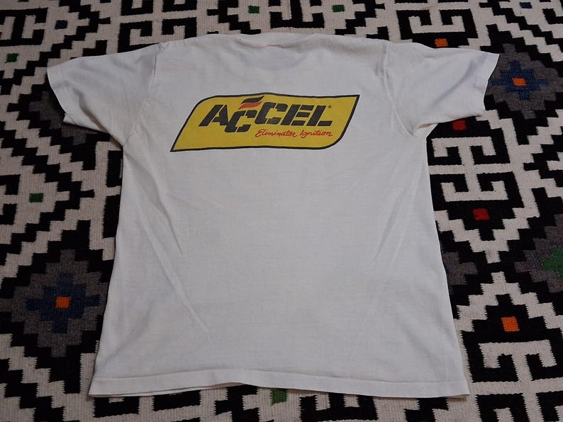 Vintage 1972 Accel Eliminator Ignition Hot Rod Drop Racing 70er Jahre Back Print Speed Shop T-Shirt 36 S Bild 4