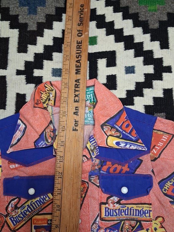 Vintage 1960s 70s Novelty crazy candy Pop art cotton denim 2 pocket western kids childs jacket View 6