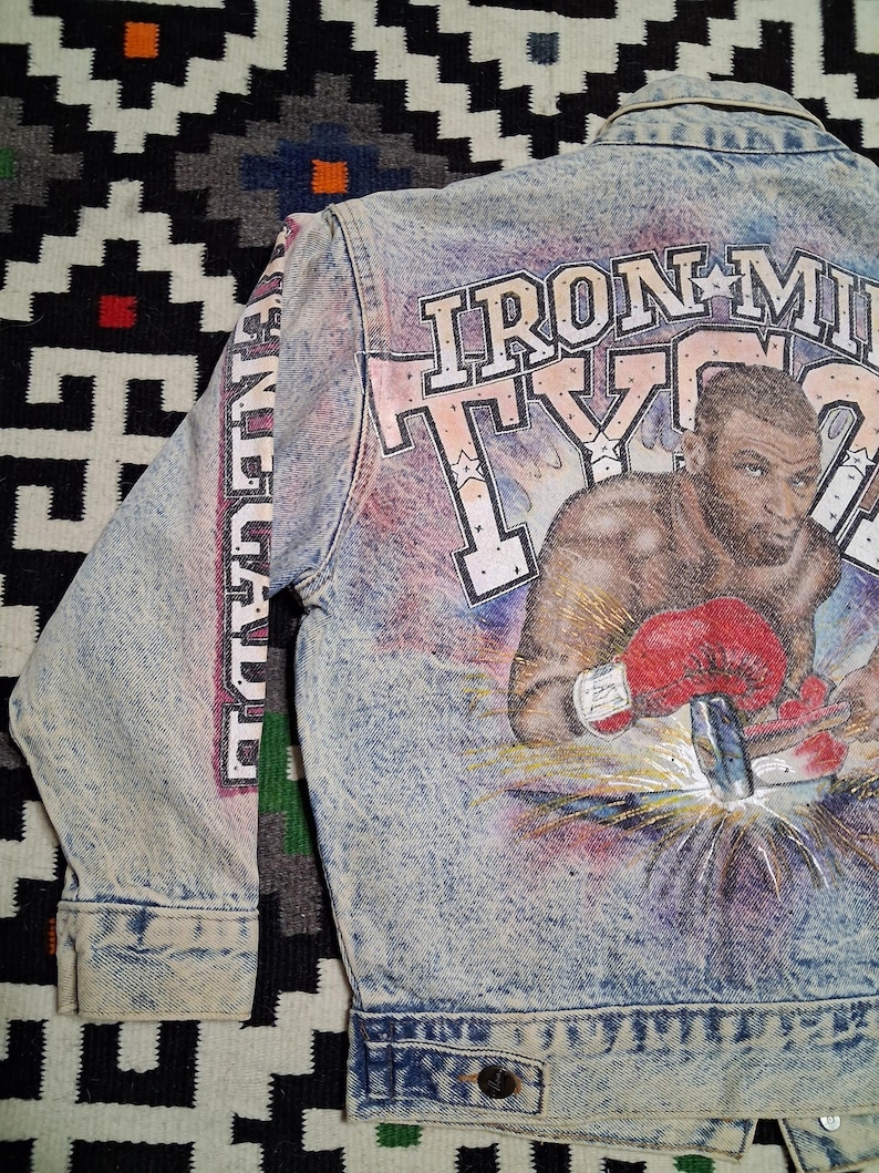 Vintage 80s 90s Mike Tyson Tony Alamo Hand Painted Rhinestone Denim ...