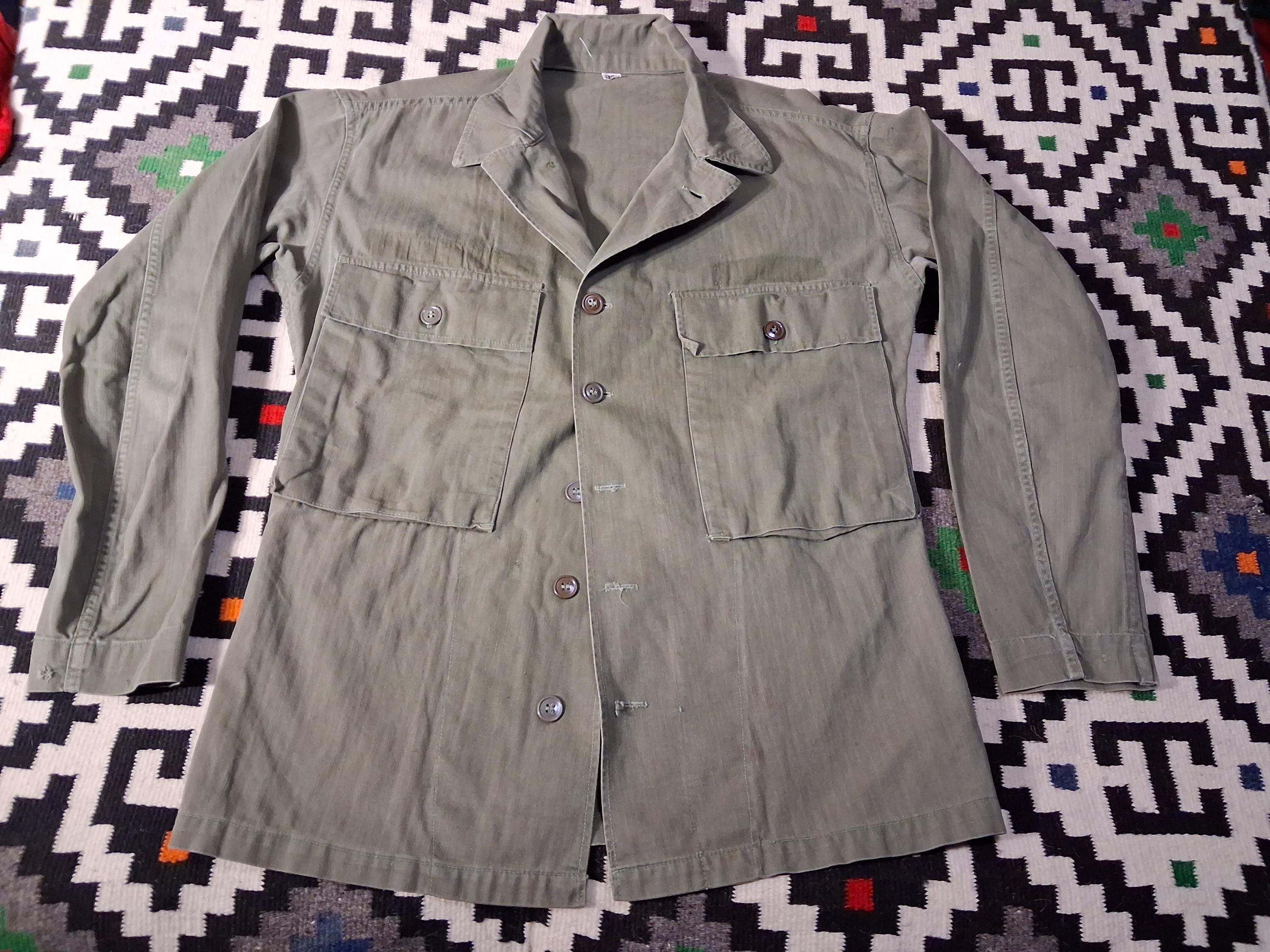 Vintage 1940s WW2 HBT 2 Pocket US Army Military Field Jacket