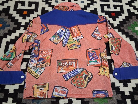 Vintage 1960s 70s Novelty crazy candy Pop art cotton denim 2 pocket western kids childs jacket View 4